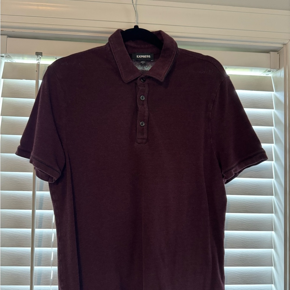Express Men's Burgundy Polo Shirt
